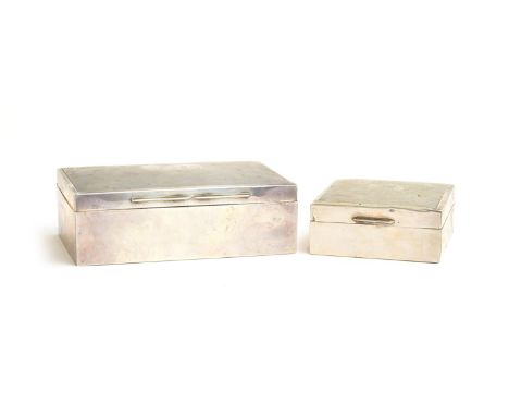An engine turned cigarette box by Martin Hall &amp; Co Ltd, Birmingham 1927, 14cm wide; together with one other smaller by He