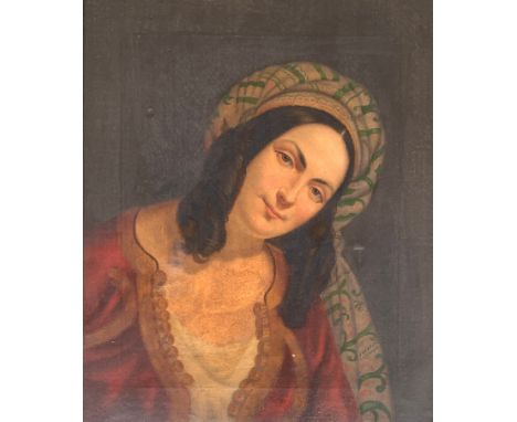 20th century Continental, portrait of a lady, oil on canvas, 60 x 49cm 