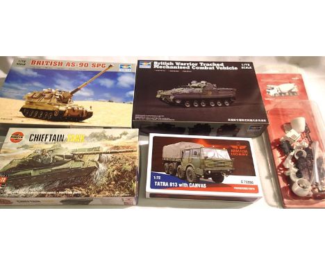 Five 1/72 scale plastic kits, x4 military, and cement mixer, all appear complete/unstarted. P&amp;P Group 1 (£14+VAT for the 