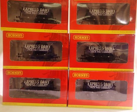 Six Hornby R6378 six wheel tanker, Express Dairy, near mint, slight storage wear to boxes. P&amp;P Group 1 (£14+VAT for the f