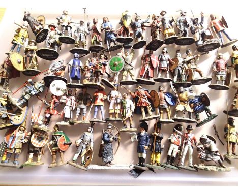Fifty two Delprado issue soldiers on foot, various types including medieval mostly in good condition, ex display, may have pa