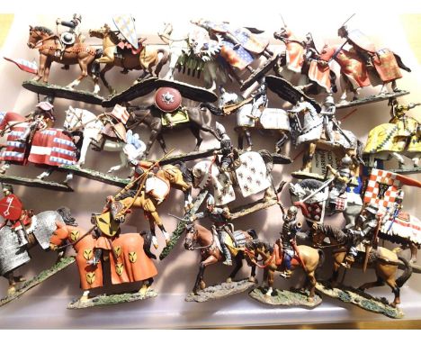Twenty one Delprado issue mounted soldiers various types including knights Archers, etc circa 14th century mostly in good con
