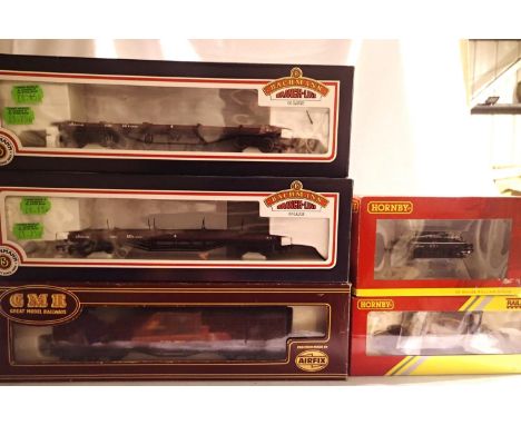 OO scale x5 BR related wagons including Siphon, bogie bolsters, brake van, shunters truck, mostly in very good condition, wea