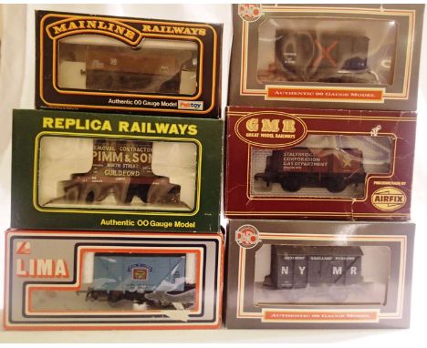 Six OO scale wagons, various types mostly in excellent condition, some wrong boxes. P&amp;P Group 1 (£14+VAT for the first lo