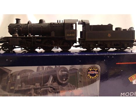 OO scale Bachmann 32-826, class 2MT, Black Early Crest, 46440, heavily weathered and detailed, sound fitted (untested) ESU Lo