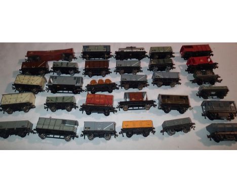 Hornby Dublo wagons x22, mostly tin plate, x3 rail, and eight Trix, Triang, modified etc, mostly in good condition, unboxed. 