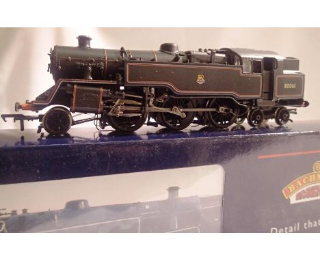Bachmann 32-350 class 4MT, Black Early Crest 80061, excellent condition, some detail fitted, box with wear. P&amp;P Group 1 (