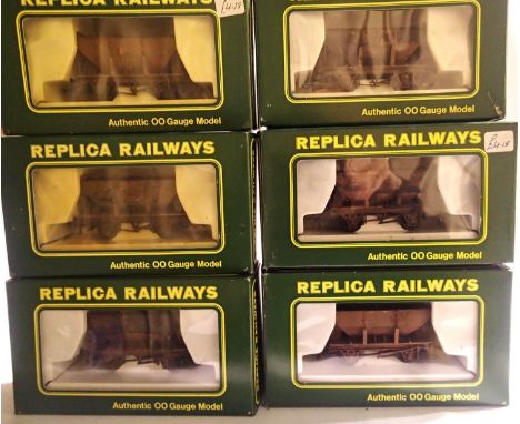 OO scale x6 Replica Railways 24 ton Hoppers, all painted/weathered, very good condition, wear to boxes. P&amp;P Group 1 (£14+