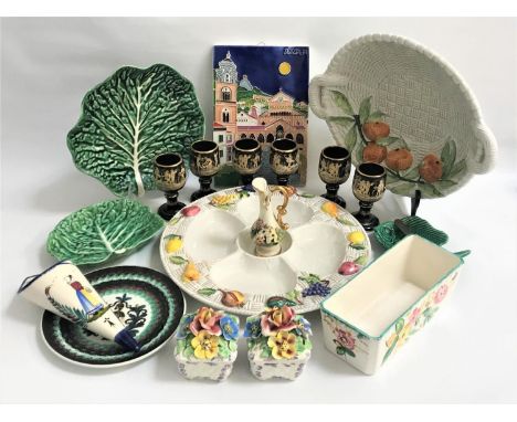 SELECTION OF ITALIAN AND OTHER EUROPEAN CERAMICSincluding a large Italian orange decorated basket, an Italian fruit decorated