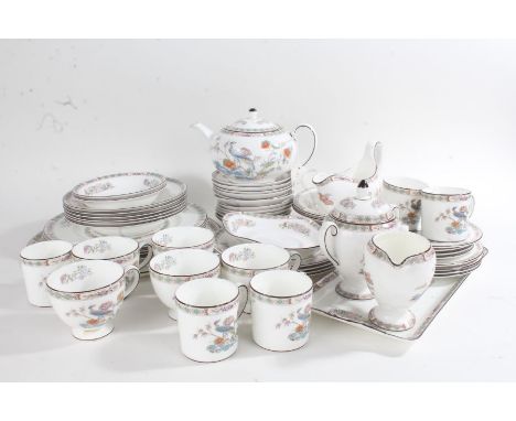 Collection of Wedgwood 'Kutani Crane' tea, coffee and dinner ware, comprising six soup bowls, two dessert bowls, four dinner 