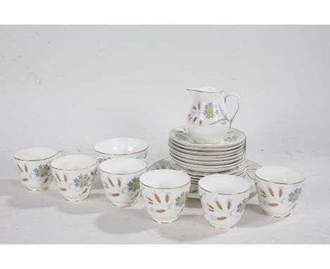 Wedgwood Wheatear part tea set, consisting of six cups, saucers, jug, dishes, bowl (qty)