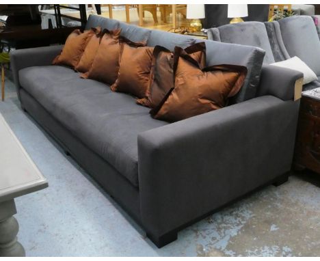 BEN WHISTLER SOFA, 260cm W, contemporary grey fabric upholstered with various cushions. (2) 