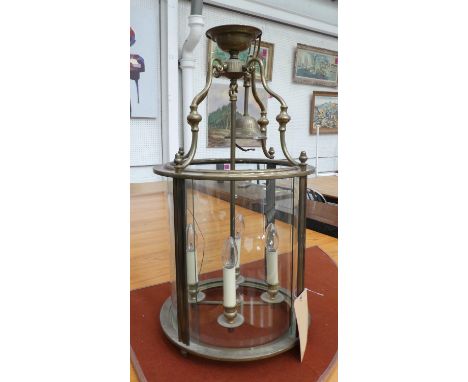 HALL LANTERN, 71cm H x 37cm W, brass with curved glass. 
