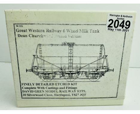 David Geen Kits OO Gauge 4mm 6 Wheel Milk Tank Wagon Kit *Wheels not included in Kit* (Contents remain unchecked for complete