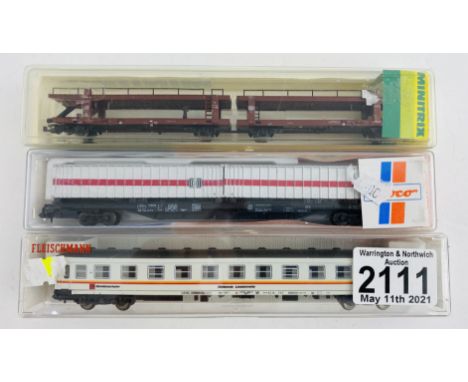 3x Assorted N Gauge Rolling Stock, Fleischmann, Roco &amp; Minitrix - In Case Boxes P&amp;P Group 1 (£14+VAT for the first lo