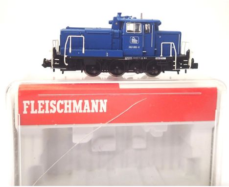 Fleischmann 7225 N gauge 0.6.0 diesel, blue 363-006-6, excellent condition, boxed. P&amp;P Group 1 (£14+VAT for the first lot