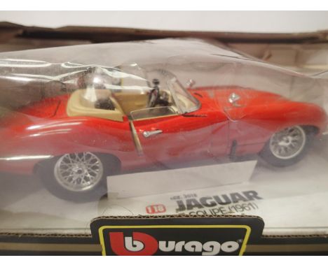 Burago 1:18 scale 1961 Jaguar E type. P&amp;P Group 2 (£18+VAT for the first lot and £3+VAT for subsequent lots) 