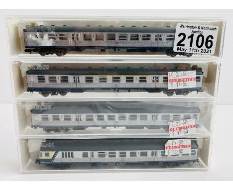 4x Fleischmann N Gauge DB Passenger Coaches in Case Boxes P&amp;P Group 1 (£14+VAT for the first lot and £1+VAT for subsequen
