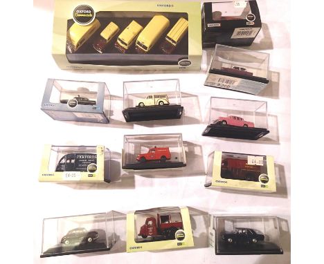 Twelve Oxford diecast OO scale vehicles cars/vans including 76 set 34 British Rail five piece set. P&amp;P Group 2 (£18+VAT f