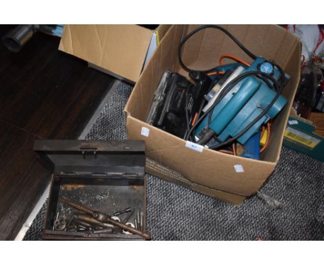 An assortment of tools, included are taps and dies, sanders, angle grinders and more.
***NOTE Saw and angle grinder removed a