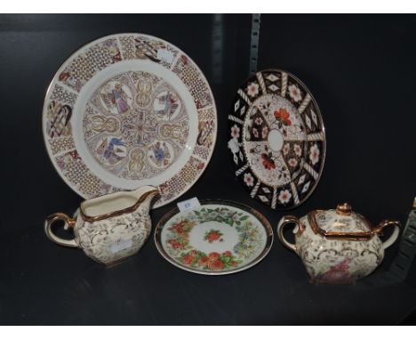 A selection of ceramics including Spode the Iona Plate and Royal Crown Derby