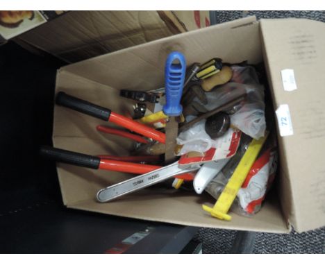A selection of garage Diy and building tools including spanners hammers etc