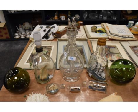 An interesting antique hand blown decanter of sorts, having four Internal segregated compartments, each for a different liqui