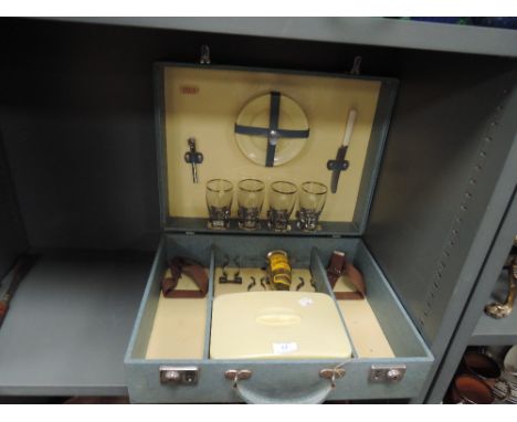 A vintage 1950's picnic set by Sirram in duck egg blue