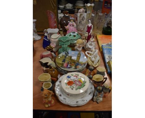 A mixed lot of ceramics, Including Spode trinket dish, honey pot, Toby style jugs.