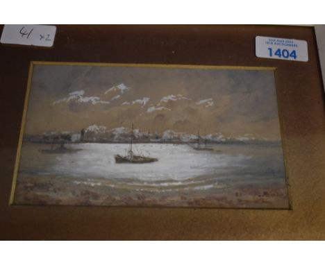 R Finlay (20th Century) a watercolour moonlit boats signed 9 x 16cm mounted framed and glazed 19 x 24cm an Emma (19th Century