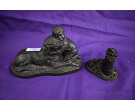 A Heredities 'Peter and Podge' figurine, and a mined coal study of a coal scuttle.