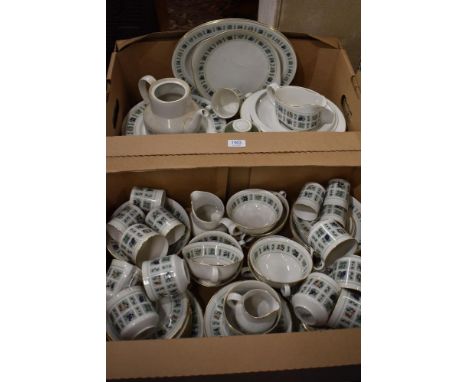 An extensive collection of Royal Doulton 'Tapestry' pattern tea and dinner wares, coffee pot, plates, egg cups and much more 