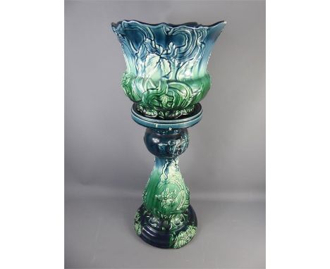 Early 20th Century Ceramic Jardiniere and Pedestal, stamped Oxford 25 to base, approx 90 cms h.