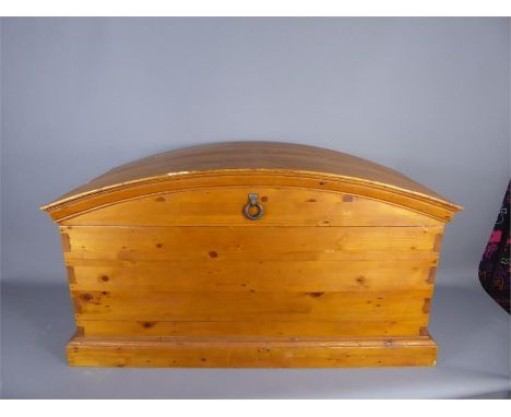 A Vintage Hand-Made Wooden-Slatted Trunk with Domed Top, approx 100 x 45 x 56 (to top of dome).