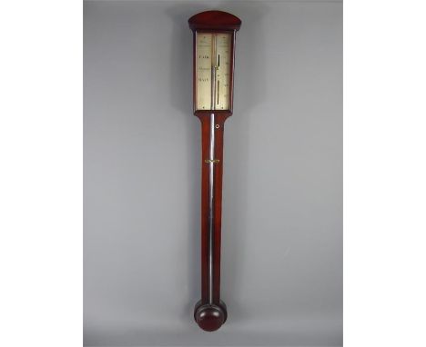 A 19th Century Mahogany-Cased Stick Barometer, the silvered scale signed Watkins &amp; Hill of Charing Cross London, approx 9