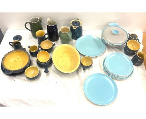 Selection of part Poole ware and Denby ware to include plates, bowls, jugs, mugs etc 