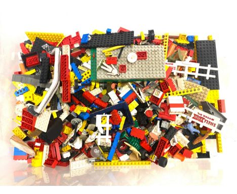 Selection of vintage lego various pieces with parts of a scalextric to include tracks etc 