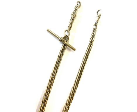 Silver double Albert chain with fob, approximate weight 64.1g 