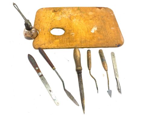Vintage Artist palette and tools 