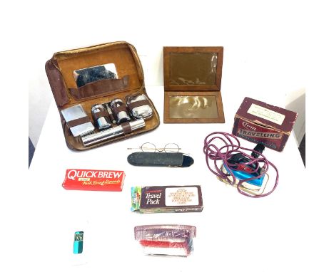 Selection of miscellaneous items includes Harmonica, vintage iron etc 