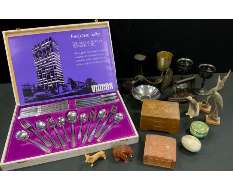 A mid 20th century Viners Executive Suite pattern stainless steel canteen for six, Korea/Hong Kong marks, cased;  Stuart Devl