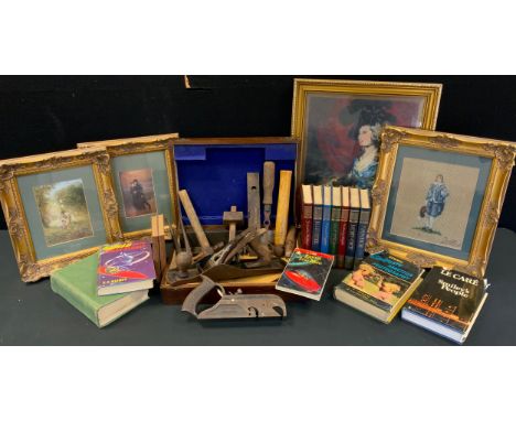 Tools - Stanley Plane, level, hammer, etc - The Great Writers Library books;  Blue Boy tapestry;  etc 