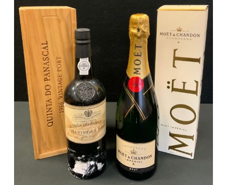 Wines &amp; Spirits - Quinta Do Panascal Vintage Port, 1986, Fonseca Guimarens, 75cl, OWC;  Moet &amp; Chandon Champagne, car