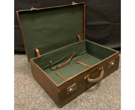 A vintage Faux Crocodile skin leather suitcase, early 20th century. 