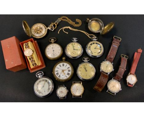 Watches - a retro Timex 100 mechanical watch head;  others Smiths Empire; Ingersoll pocket watch others Smiths, Railway Timek