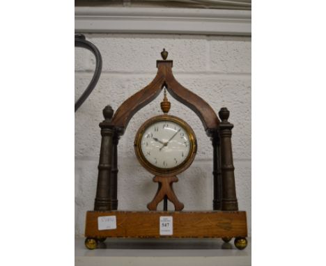 A 19th century rosewood and inlaid mantle clock, the frame with column supports.