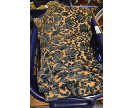 A pair of cut velour curtains, each curtain 205cm x 125cm.