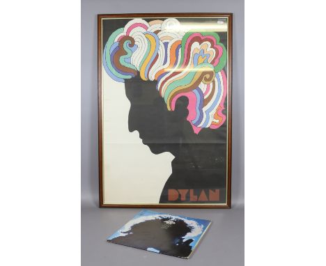 Milton Glaser (b1929). Lithographic poster, framed and Bob Dylan LP record showing the artwork in the sleeve, 1967. 