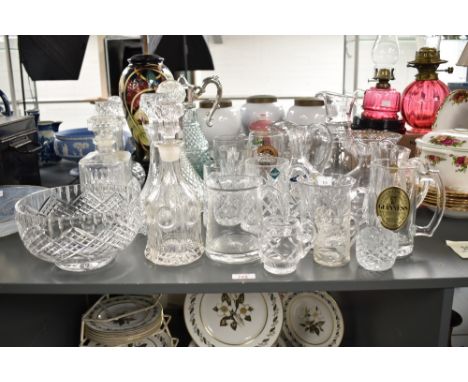 A quantity of cut crystal glass ware, to include a Bohemia crystal jug, an Edinburgh crystal tankard, a Jaylynne crystal appl
