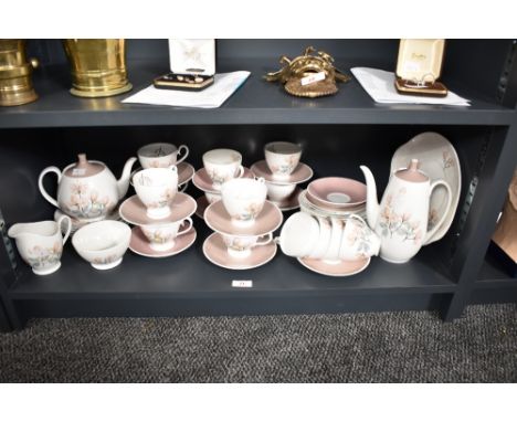 A Royal Adderley 'Ophelia' pattern fine bone china teas service, decorated with floral designs on a white ground, to include 